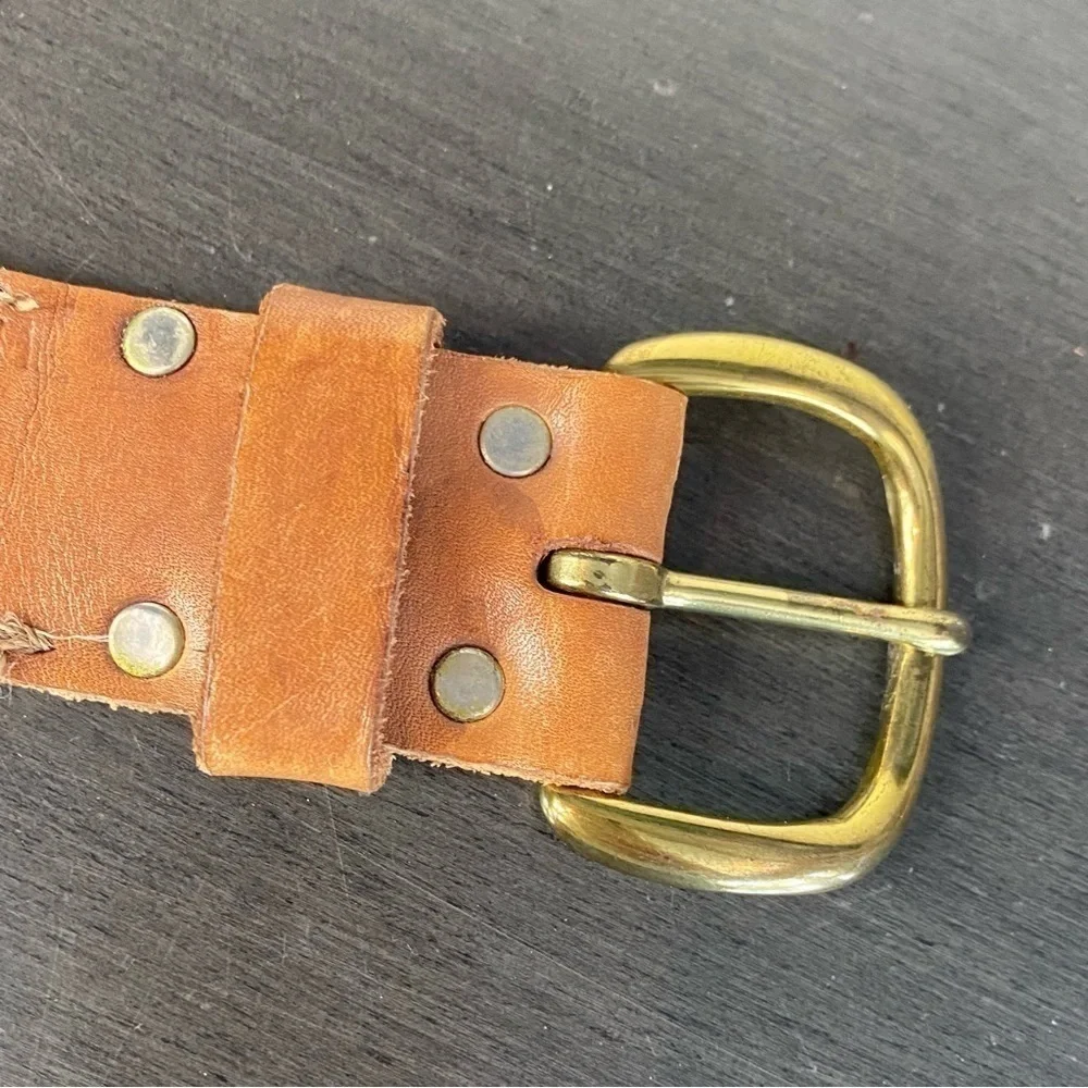 Vintage Brown Leather Handmade Tooled Western/Southwestern Belt